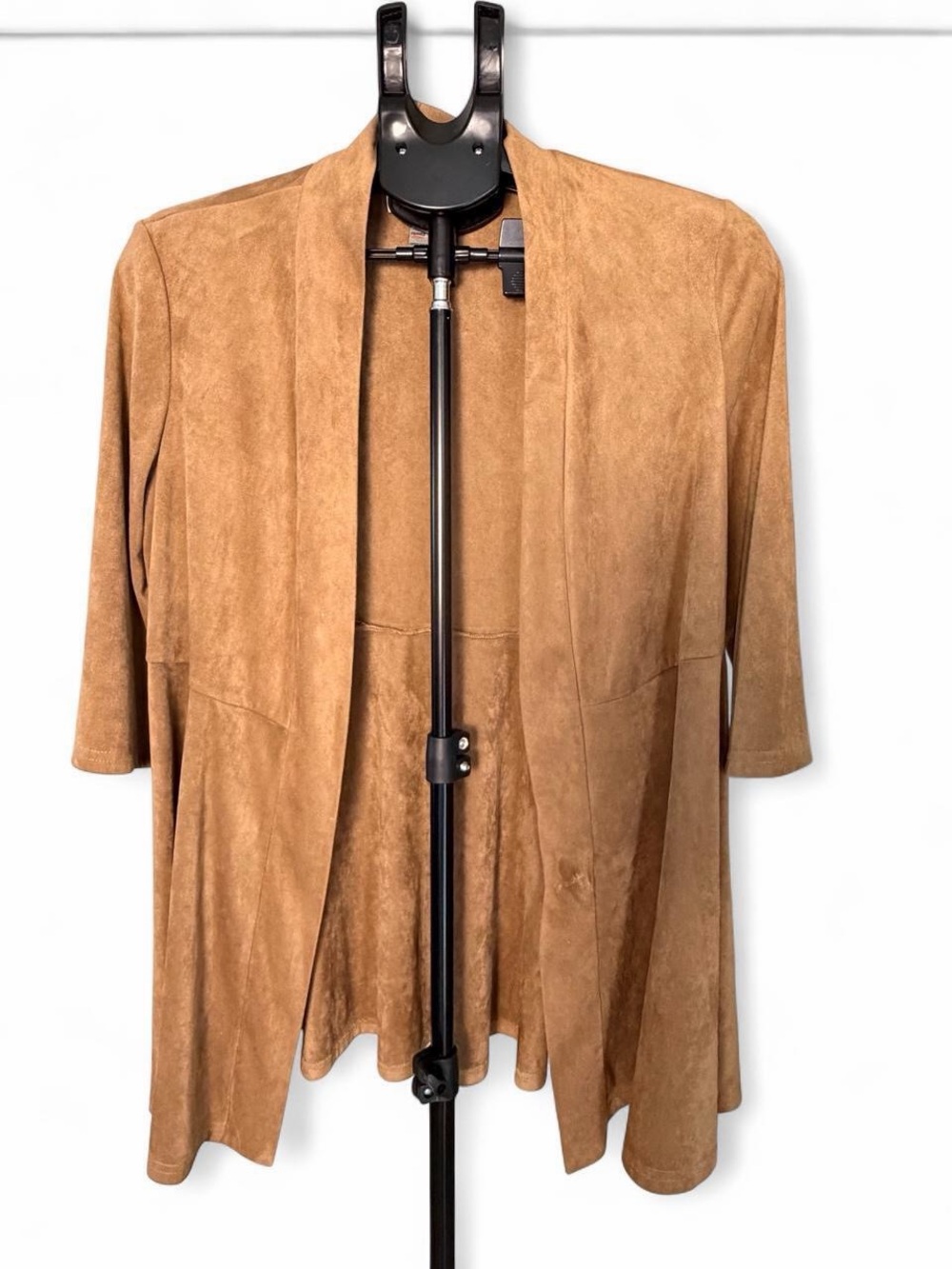 Joseph Ribkoff Camel Faux Suede Draped Cardigan Jacket Size 12 Made Canada